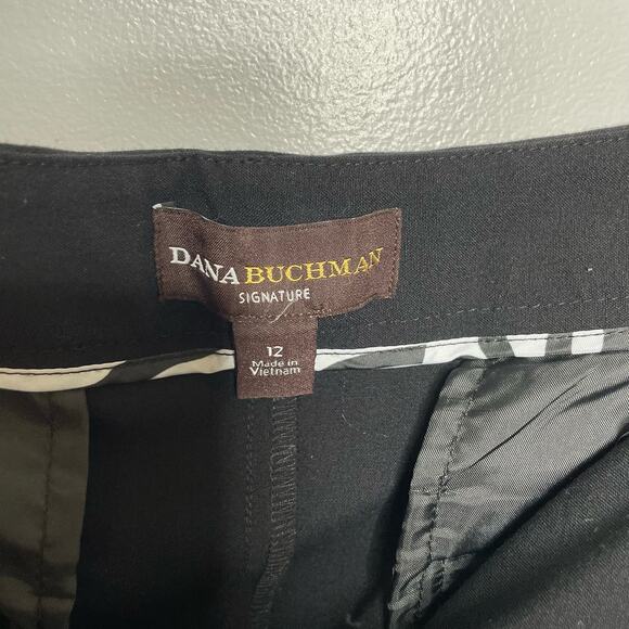 Dana Buchman Bootcut Pants Trouser High Rise Flat Front Flared Leg Black 12 - Picture 8 of 12